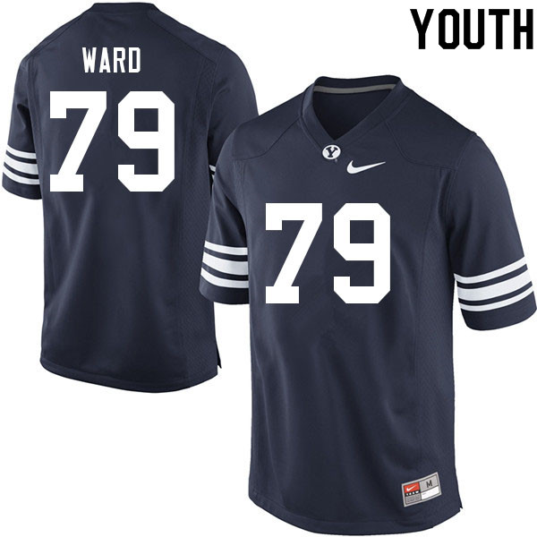 Youth #79 Ben Ward BYU Cougars College Football Jerseys Sale-Navy - Click Image to Close
